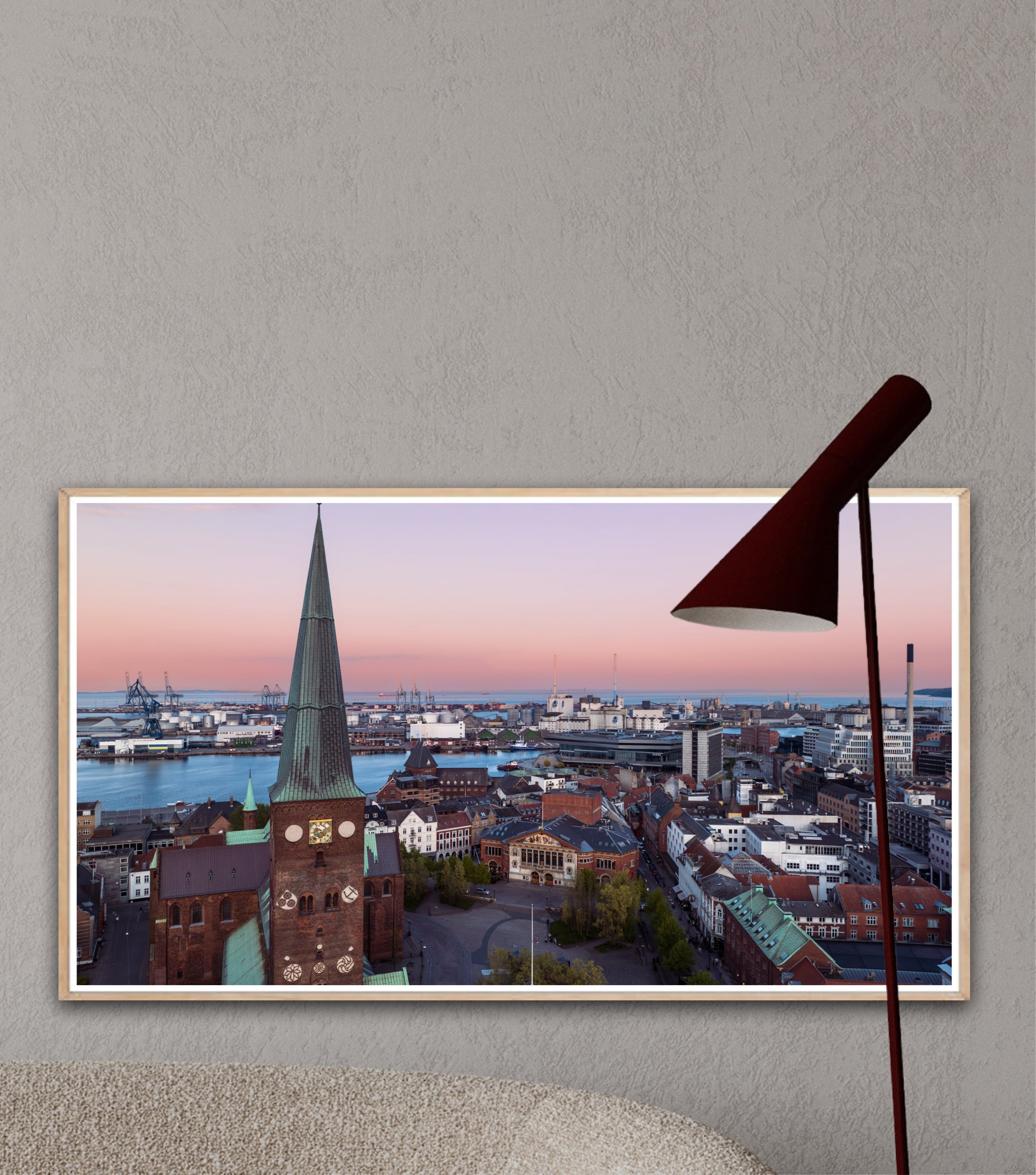 Aarhus, Domkirke, havn, centrum, teater, city, kirkespir, kirkeur, view, by, storby, drone, dronefotografi, kunstfotografi, fotokunst, Atlantic, Dokk1, Dokken, 